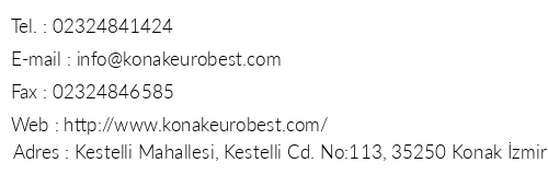 Eurobest Otel telefon numaralar, faks, e-mail, posta adresi ve iletiim bilgileri